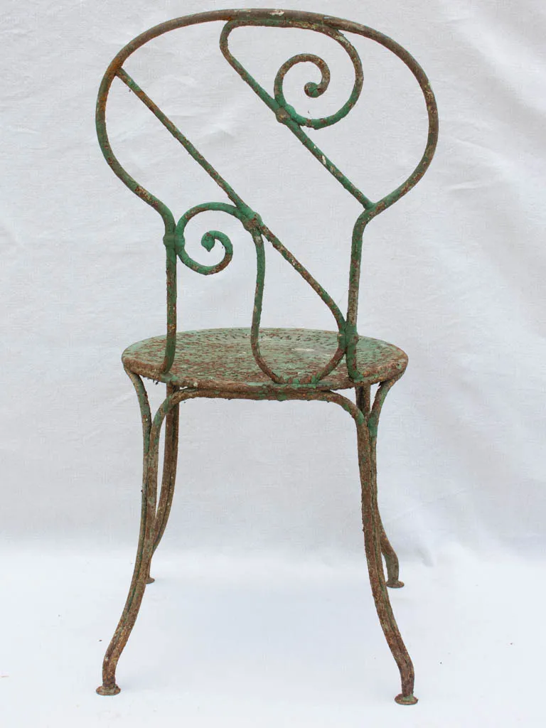 19th century French garden chair with green patina