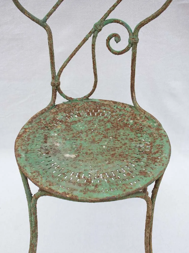 19th century French garden chair with green patina