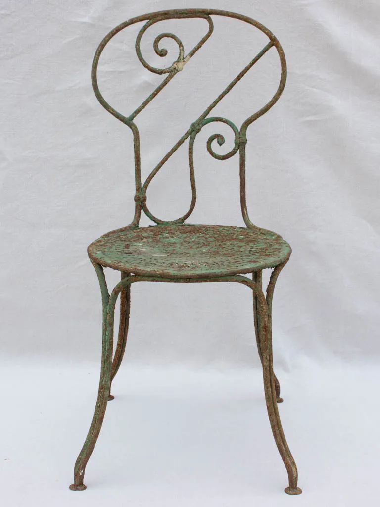 19th century French garden chair with green patina