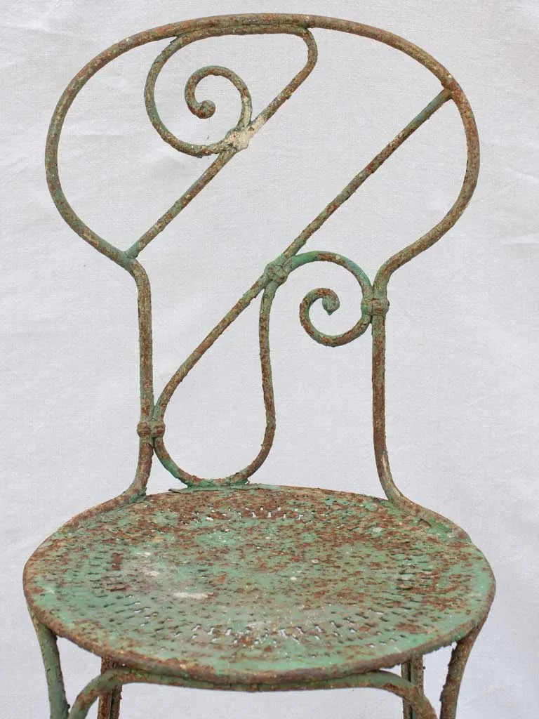 19th century French garden chair with green patina