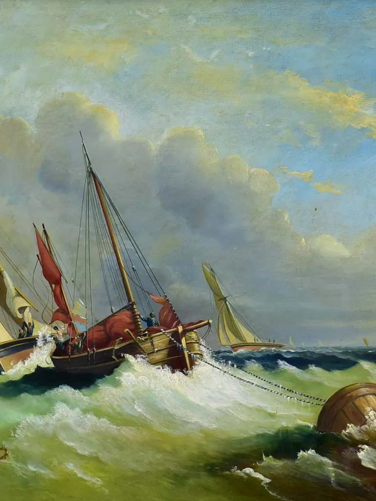 19th Century oil on canvas - yachts 23¼" x 19¼"