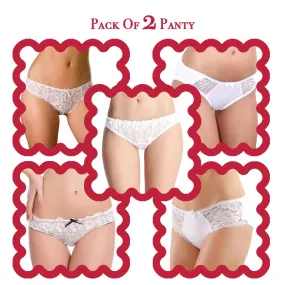 2Pcs Women Embroidered Lace Panty Underwear Sexy See Through Panties