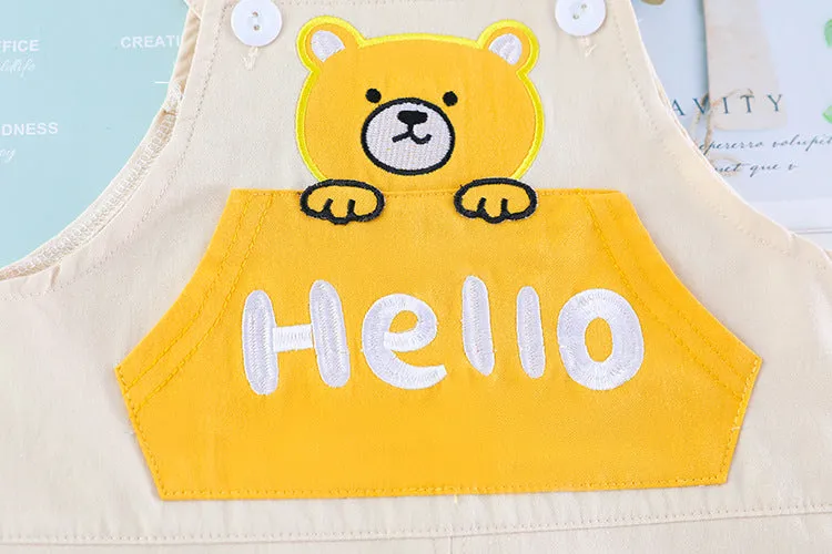 [340142] - Setelan Kemeja Overall Fashion Anak - Motif Hello Dino