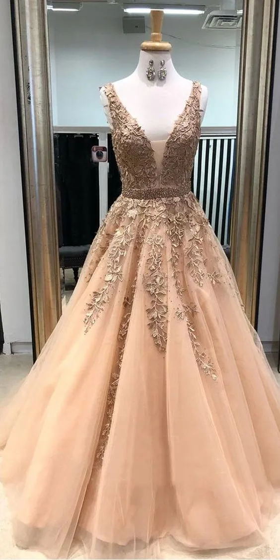 A Line Prom Dress with Lace, Sweet 16 Dresses, Evening Dress, Dance Dress, Graduation School Party Gown, PC0397