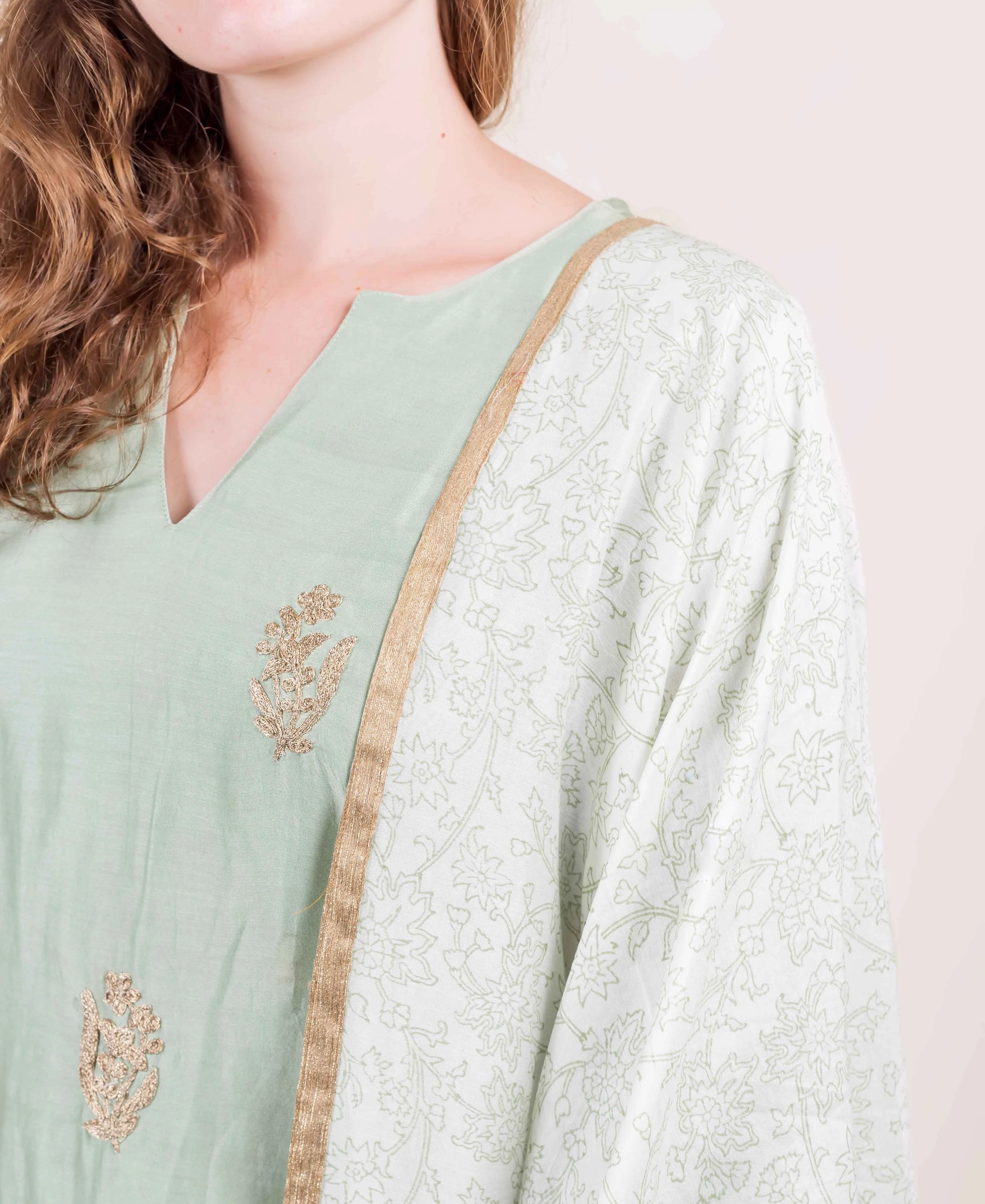 Aanya Mint and Ivory Chanderi Kurta