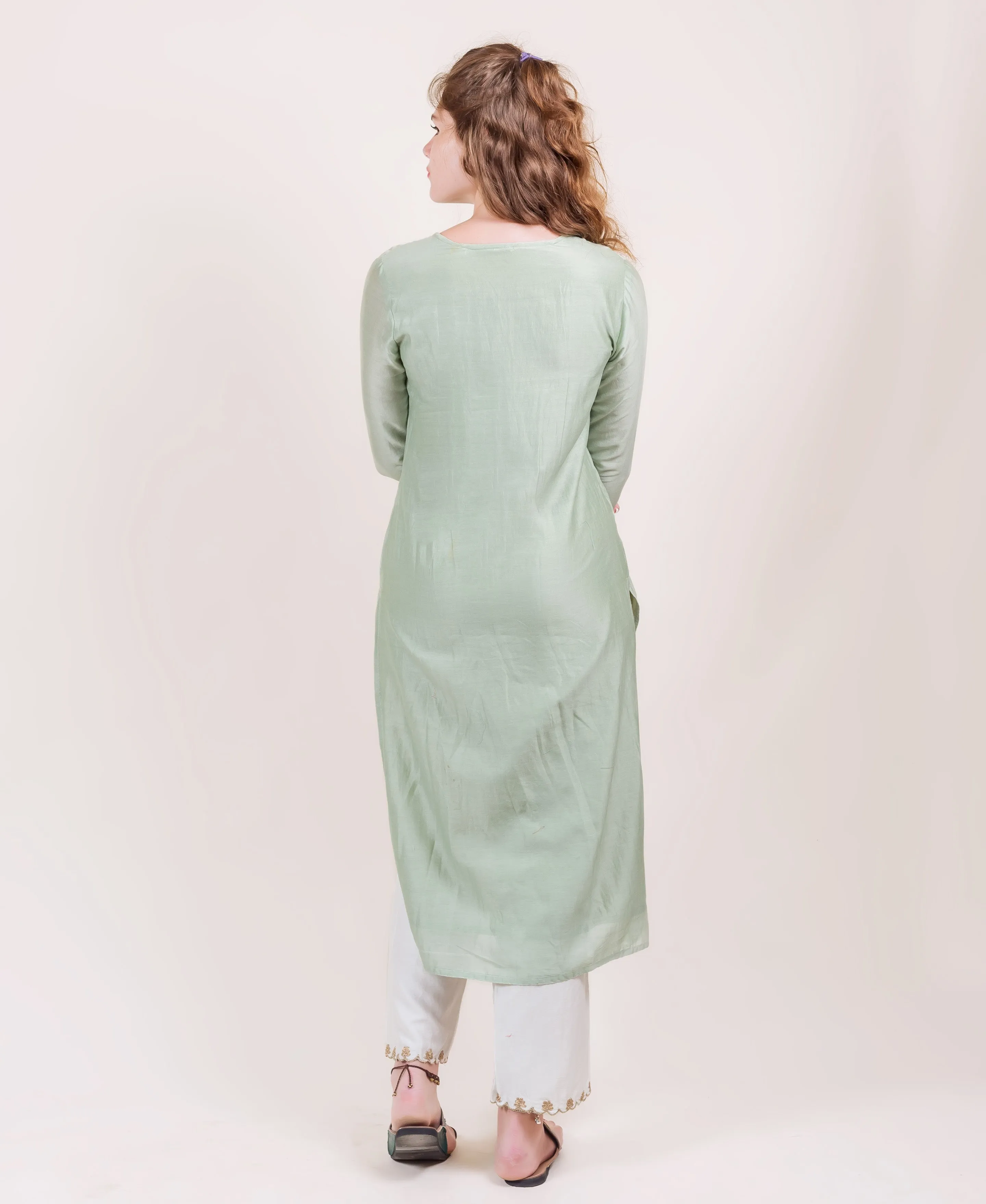 Aanya Mint and Ivory Chanderi Kurta