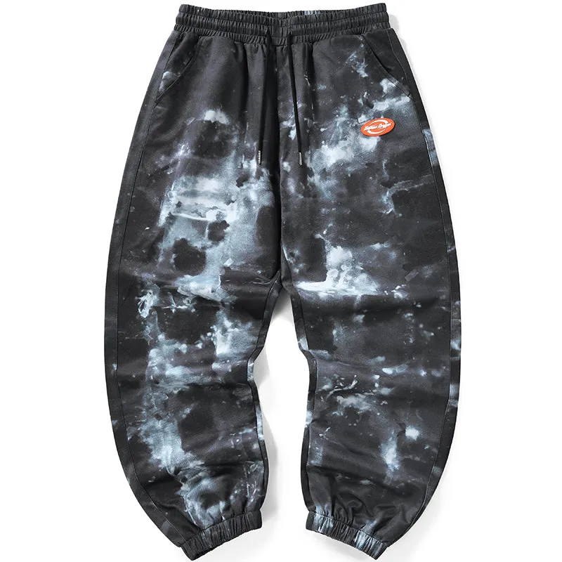 Abstract Space Print Elastic Waist Loose Jogger Pants