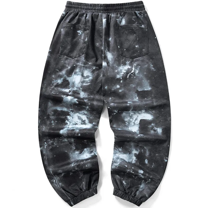 Abstract Space Print Elastic Waist Loose Jogger Pants