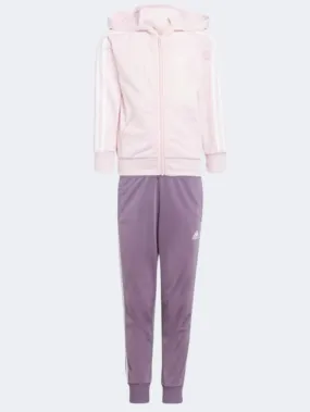 Adidas Essentials 3 Stripes Little Girls Sportswear Suit Clear Pink/Violet