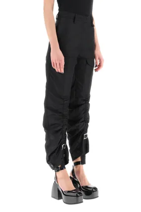 adjustable satin cargo pants