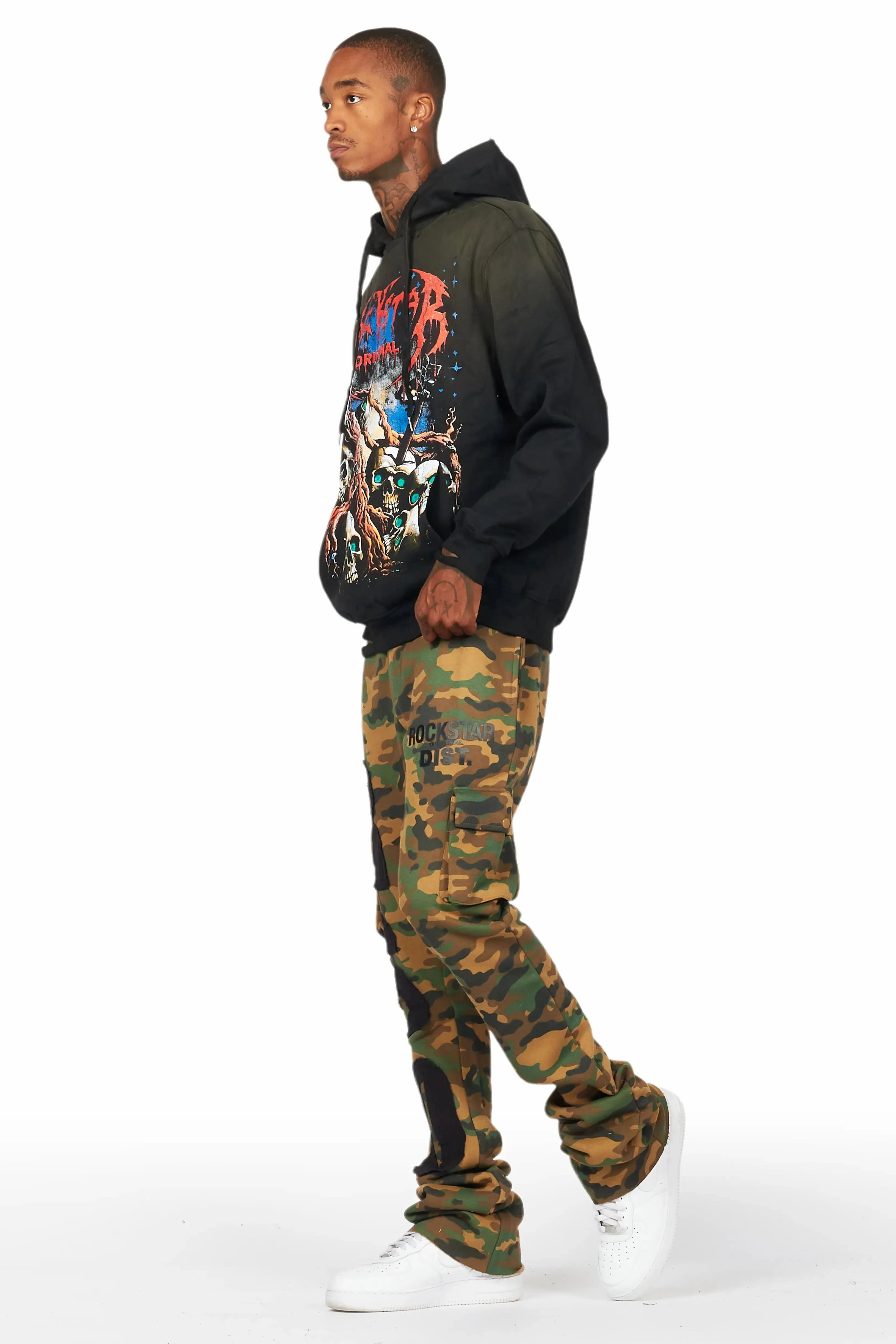 Admir Faded Camo Stacked Flare Pant