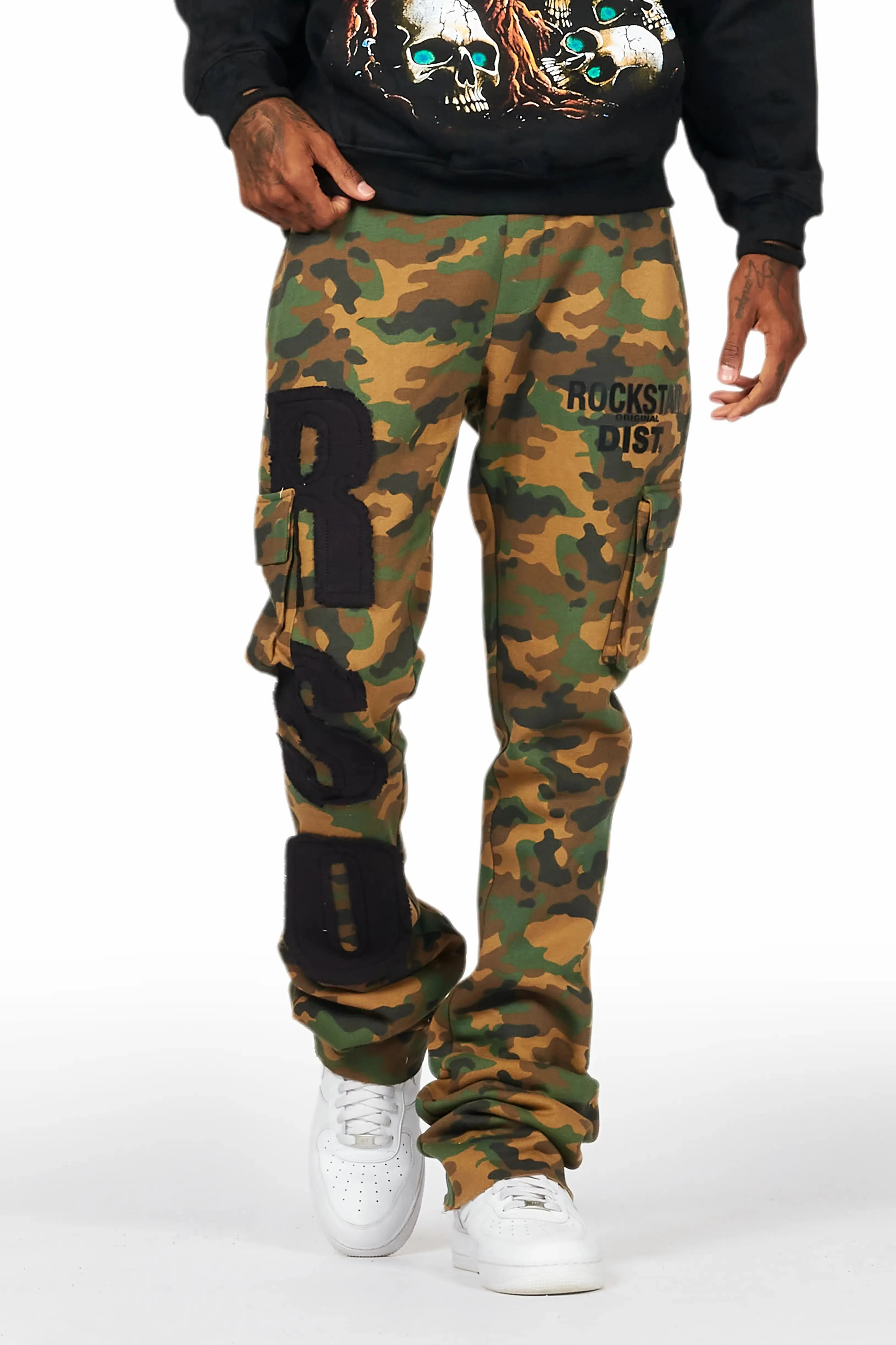 Admir Faded Camo Stacked Flare Pant