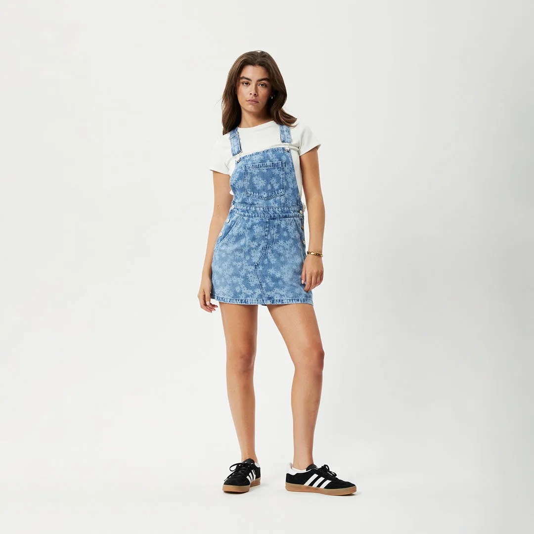 AFENDS Womens Fink - Denim Overall Dress - Worn Blue Daisy