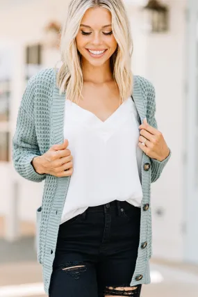 Always Here For You Light Green Waffle Cardigan