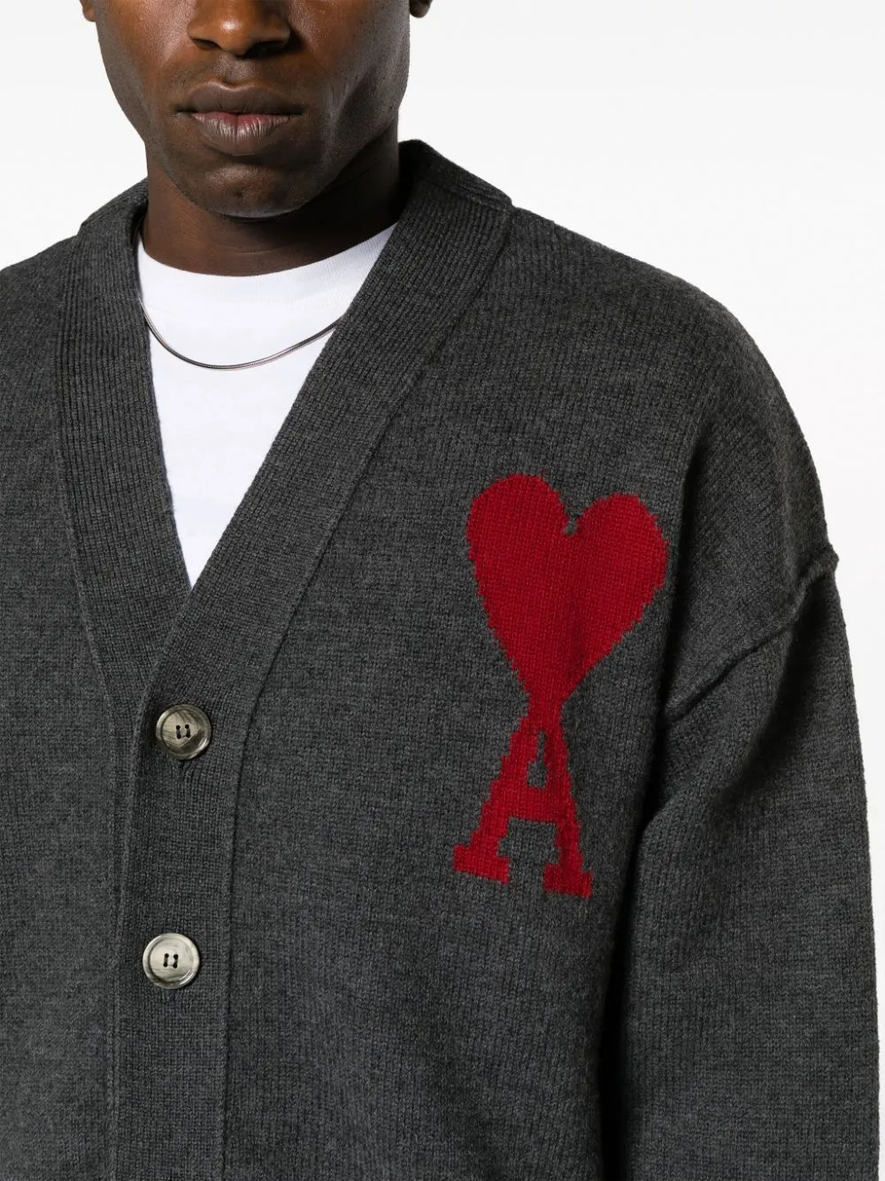 Ami De Coeur Monogram Motif Virgin-Wool Cardigan