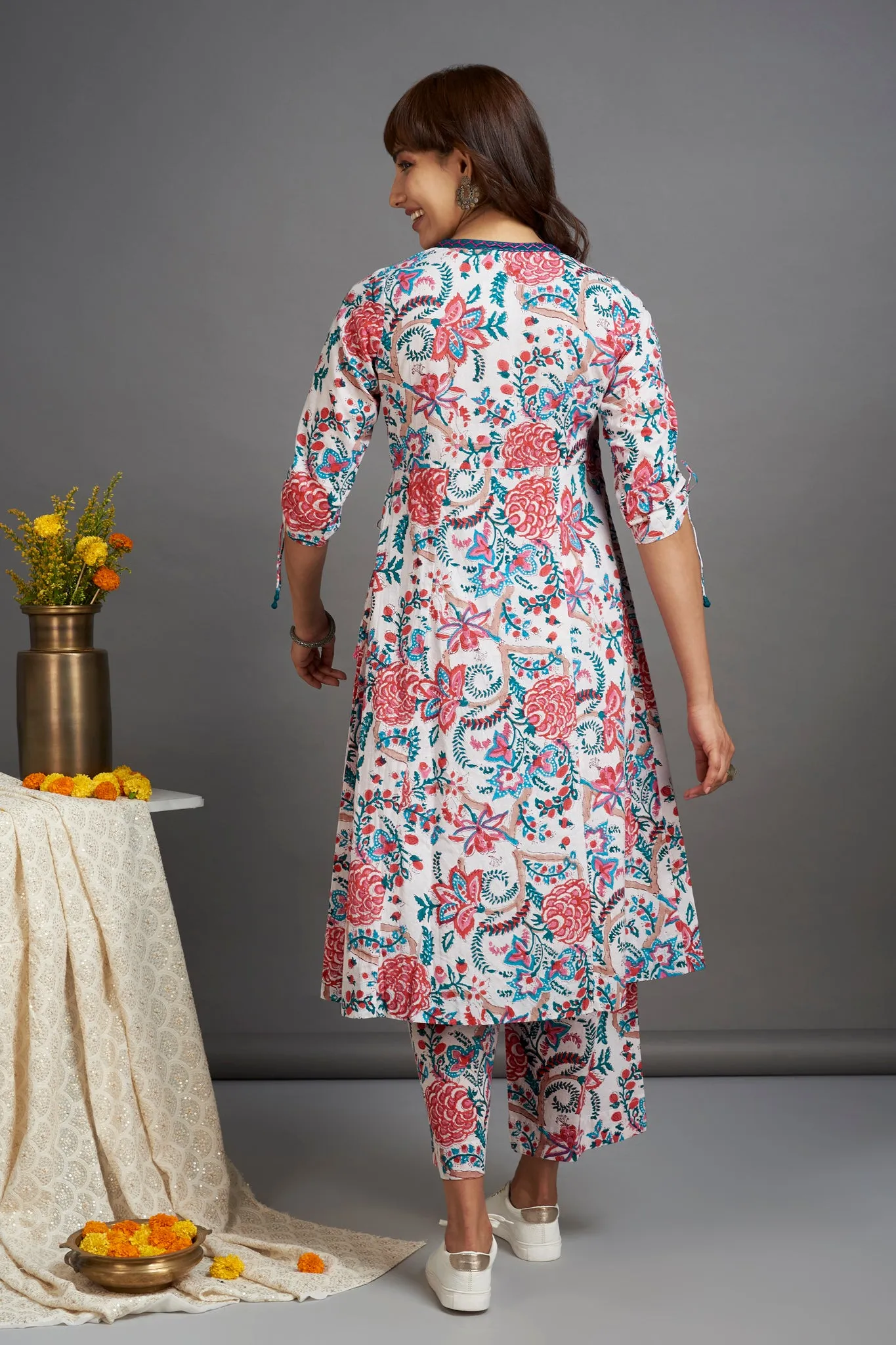 angrakha kurta - meadow mist & botanical fantasies