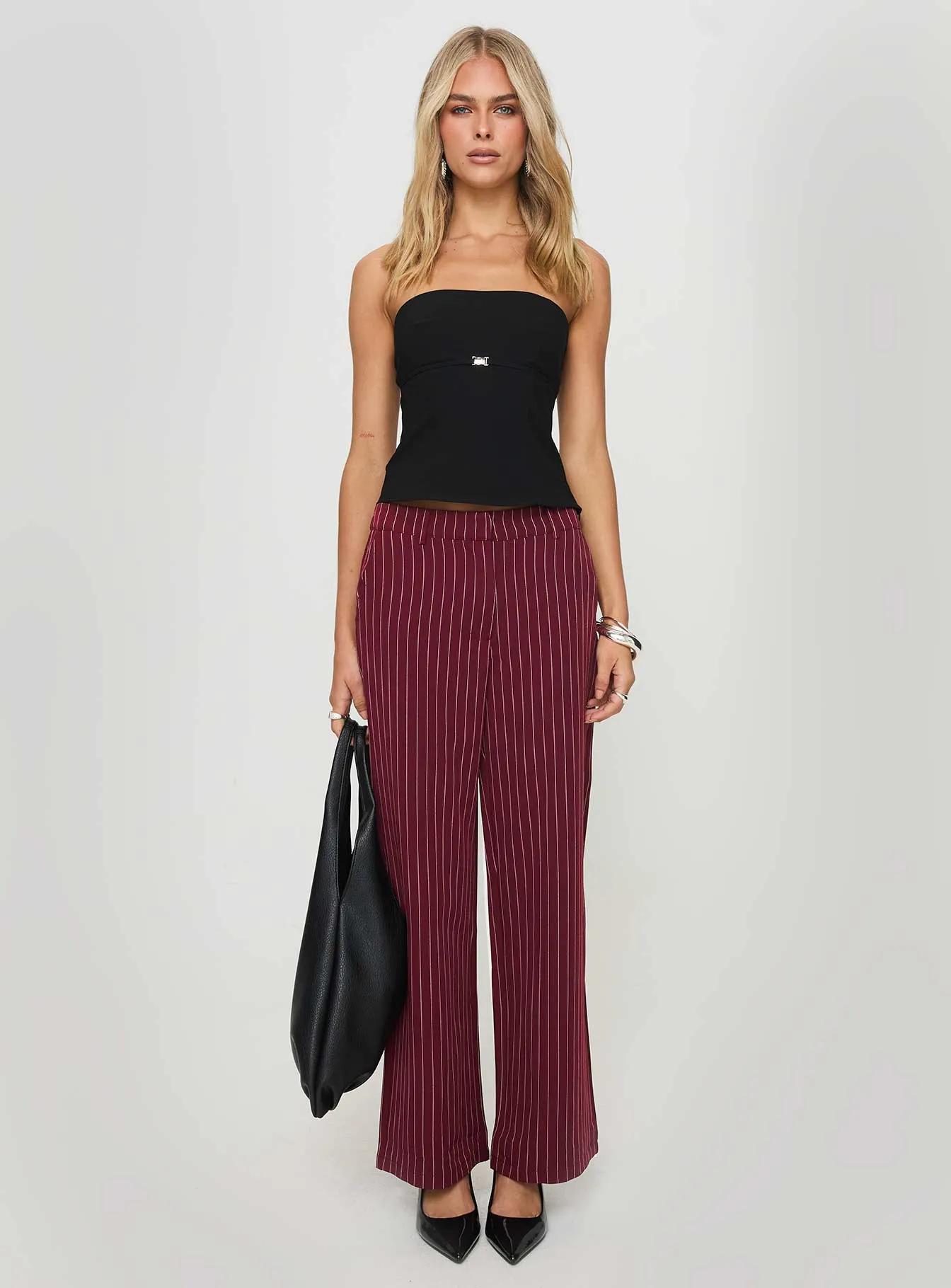 Aquaville Pants Burgundy Pinstripe