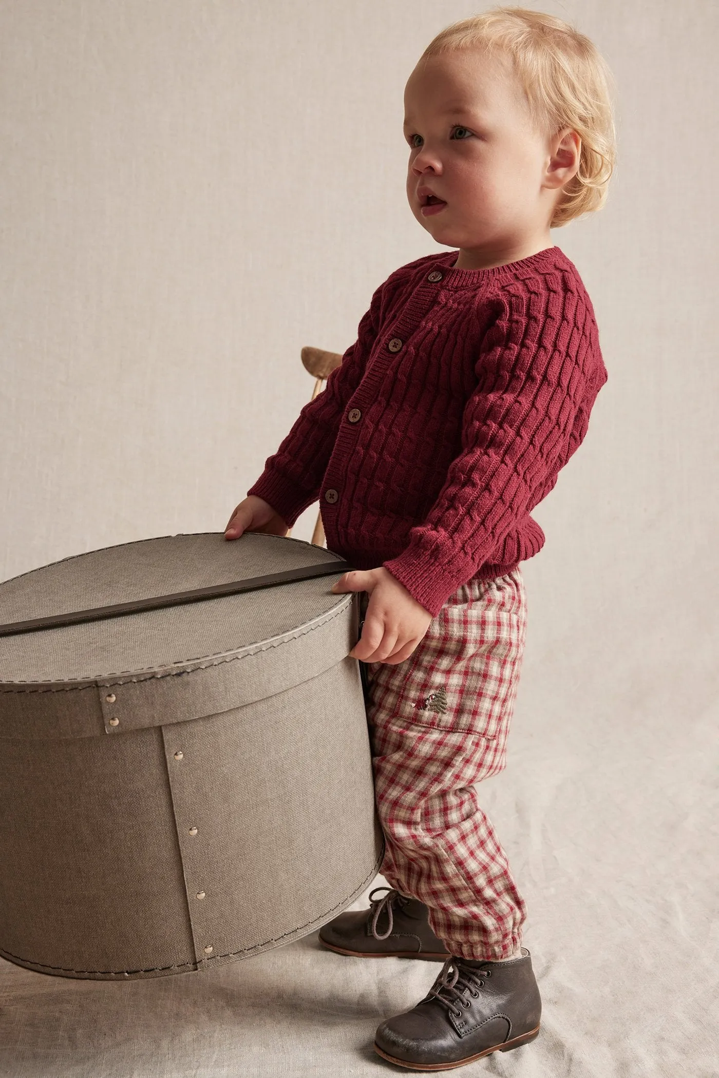 Baby red knitted cardigan