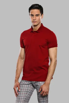 Basic Claret Red Men Polo T-Shirt - Wessi