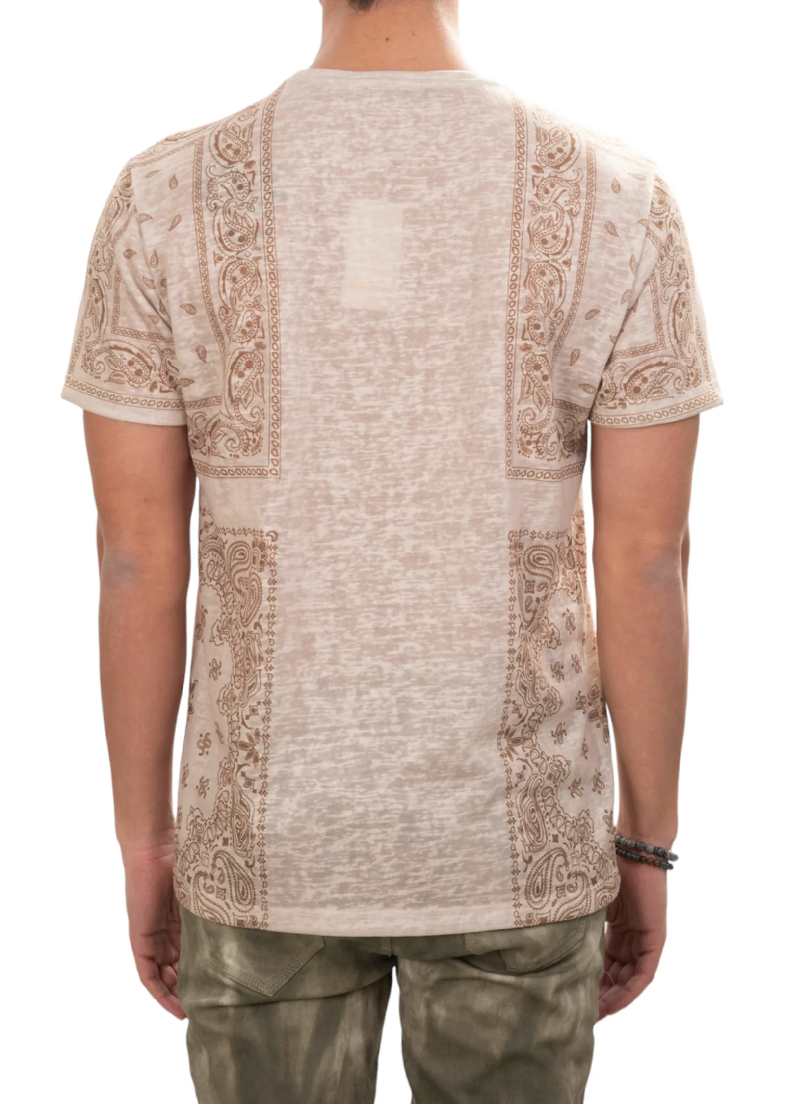 Beige Partial Bandana Linen Tee