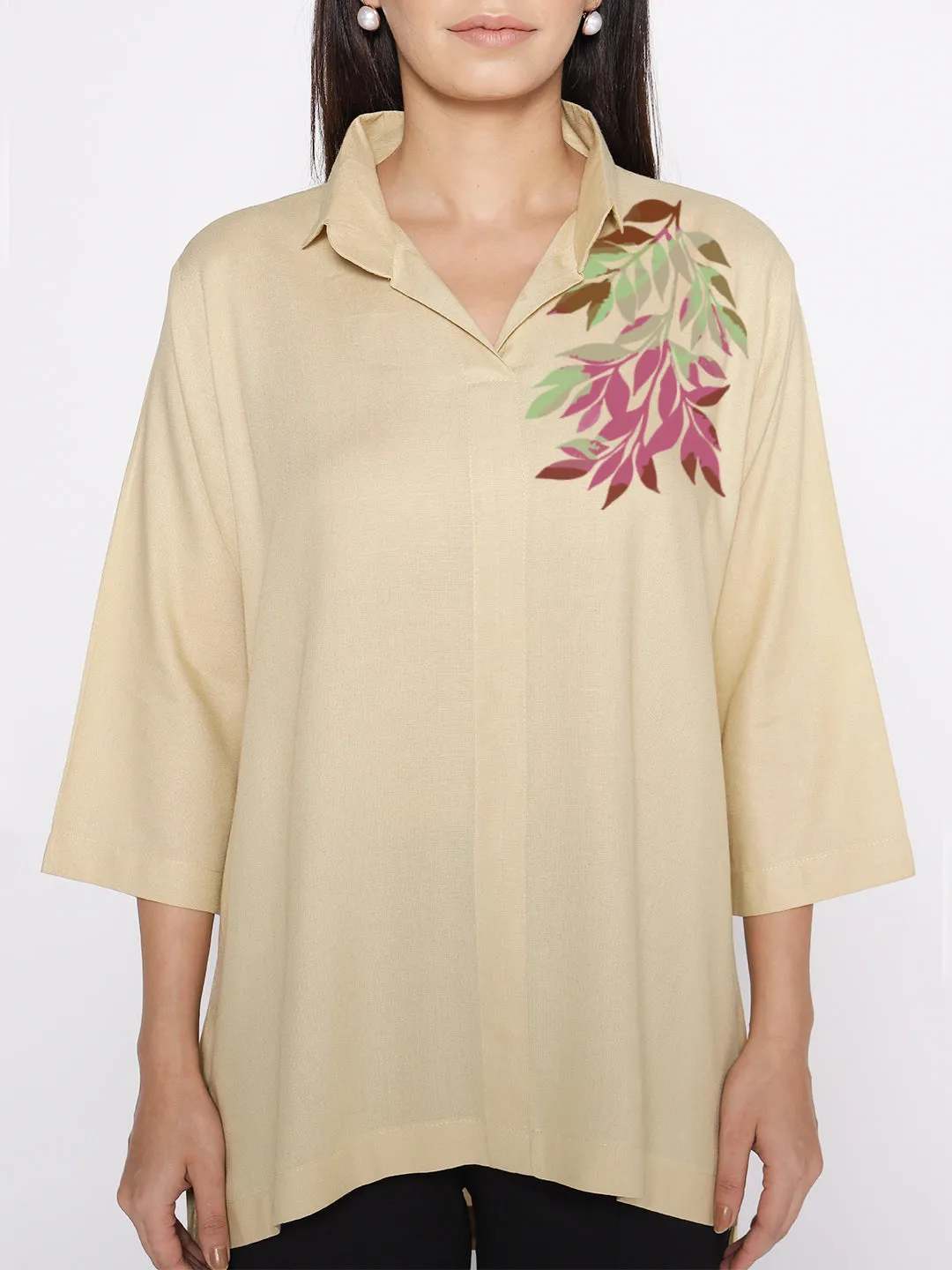 Beige Rayon ShirtTop - Lamium