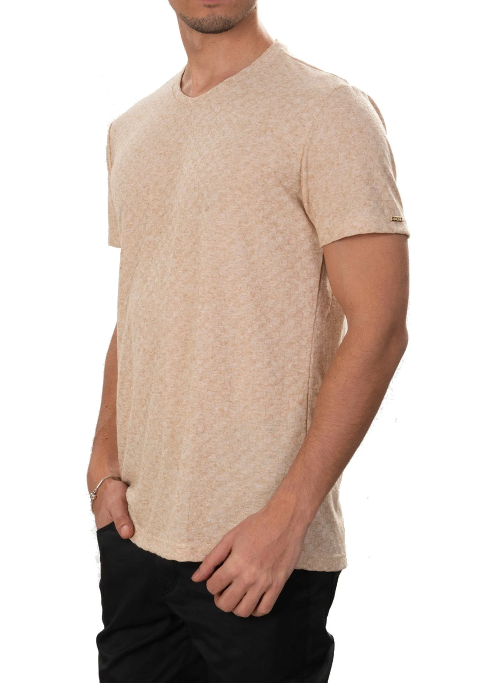 Beige Square Luxe Linen Tee