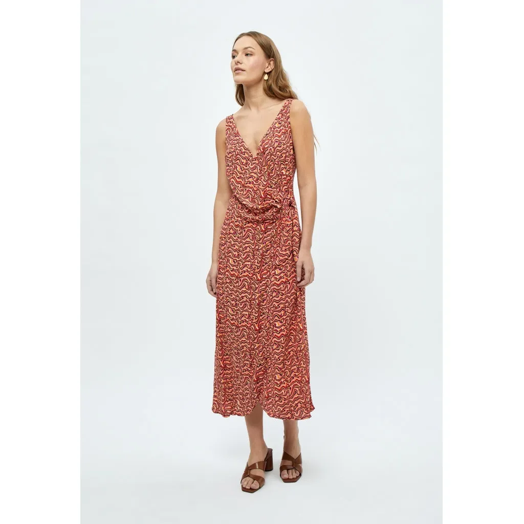 Bia Wrap Dress - Melon Peach Print