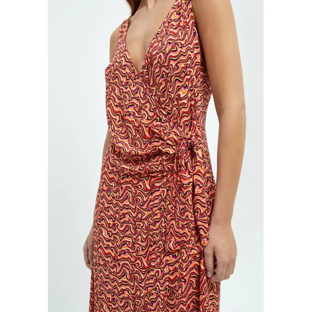 Bia Wrap Dress - Melon Peach Print