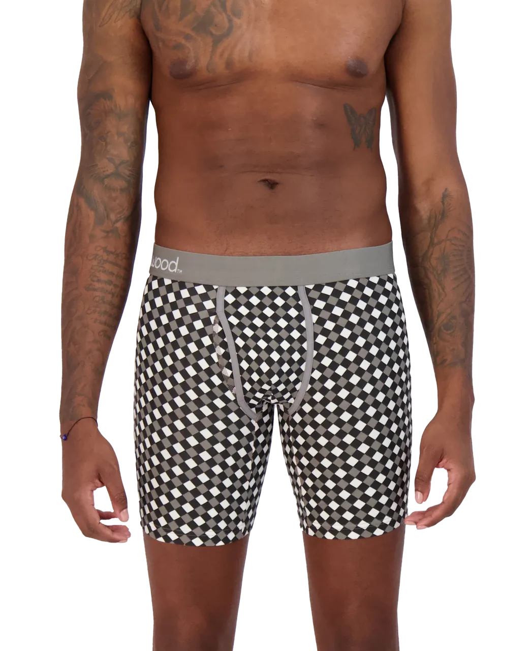 Biker Brief w/ Fly in Black & White Dimension by Wood Underwear