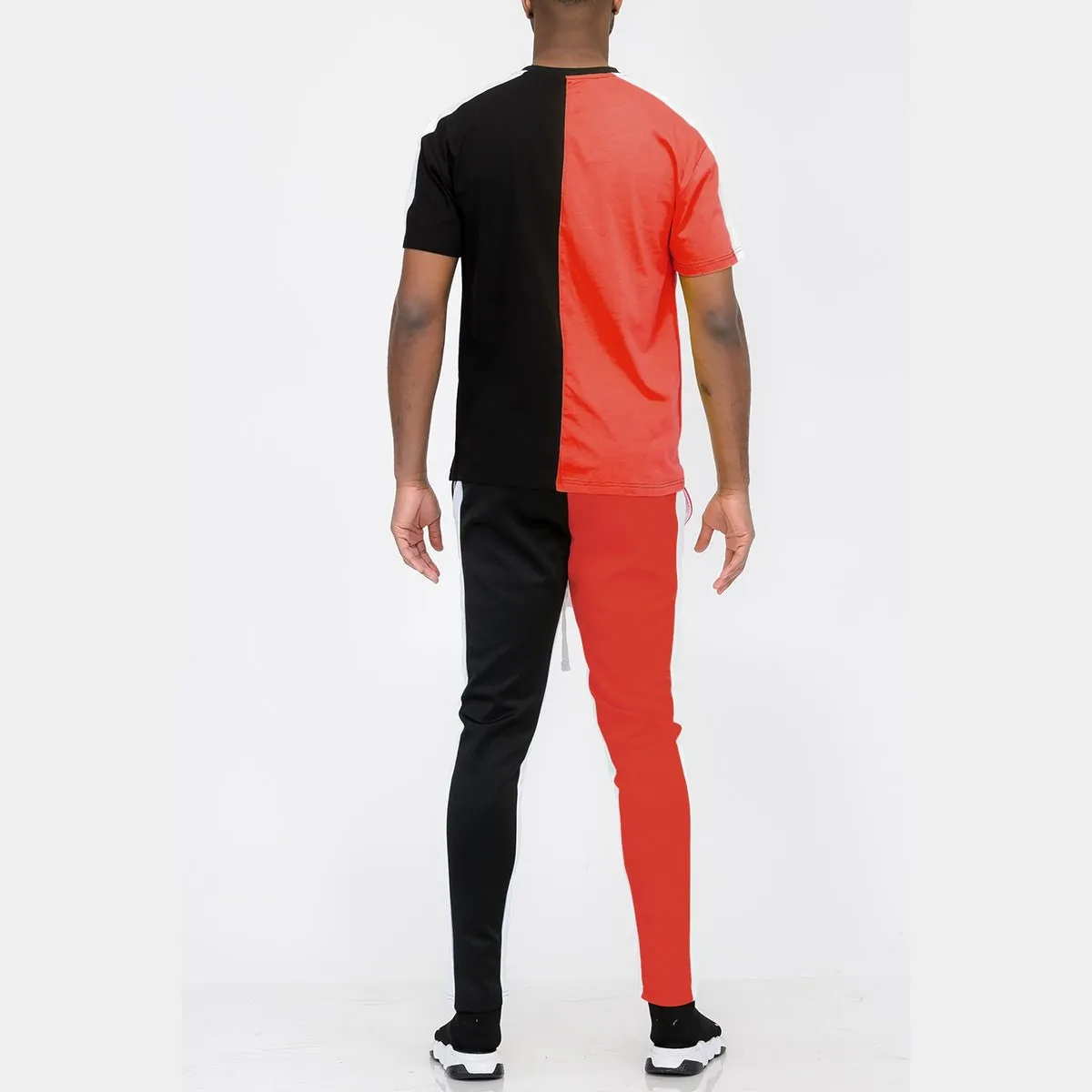 Black & Red Two-Way Split T-Shirt Set