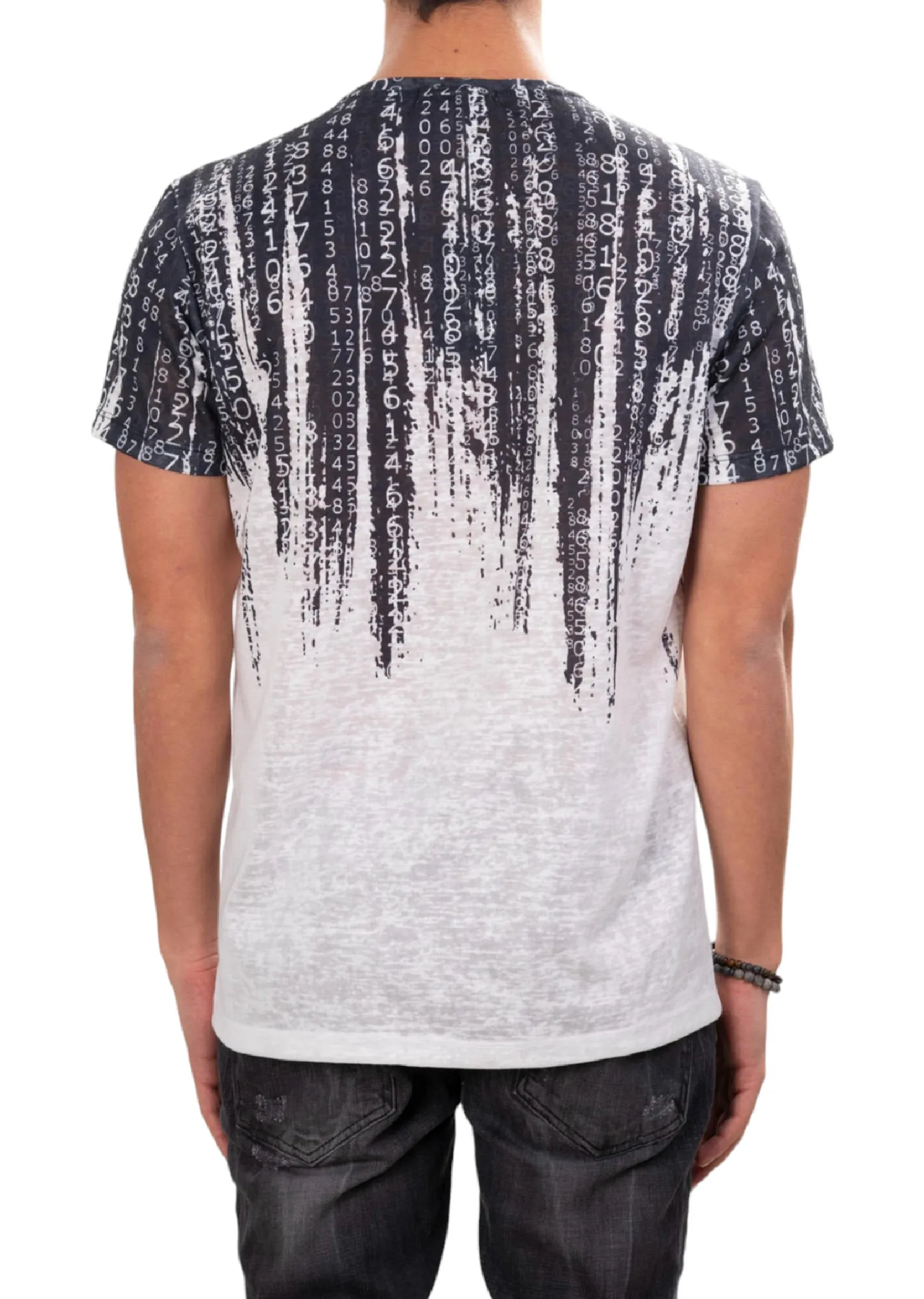 Black Degraded Matrix Linen Tee