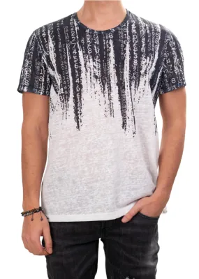 Black Degraded Matrix Linen Tee