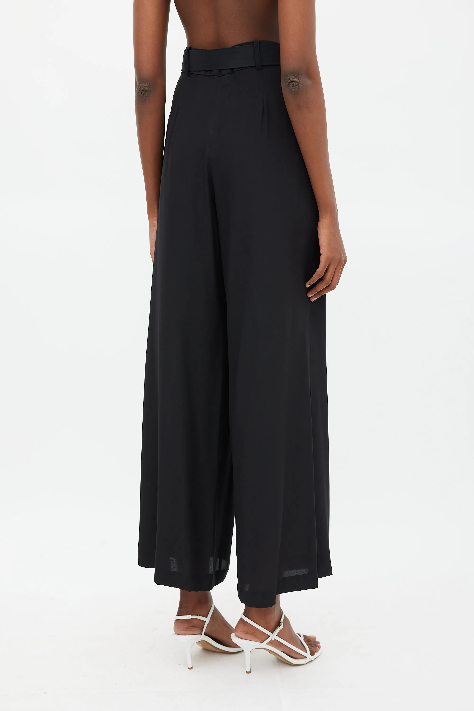 Black High Waist Belted Trouser