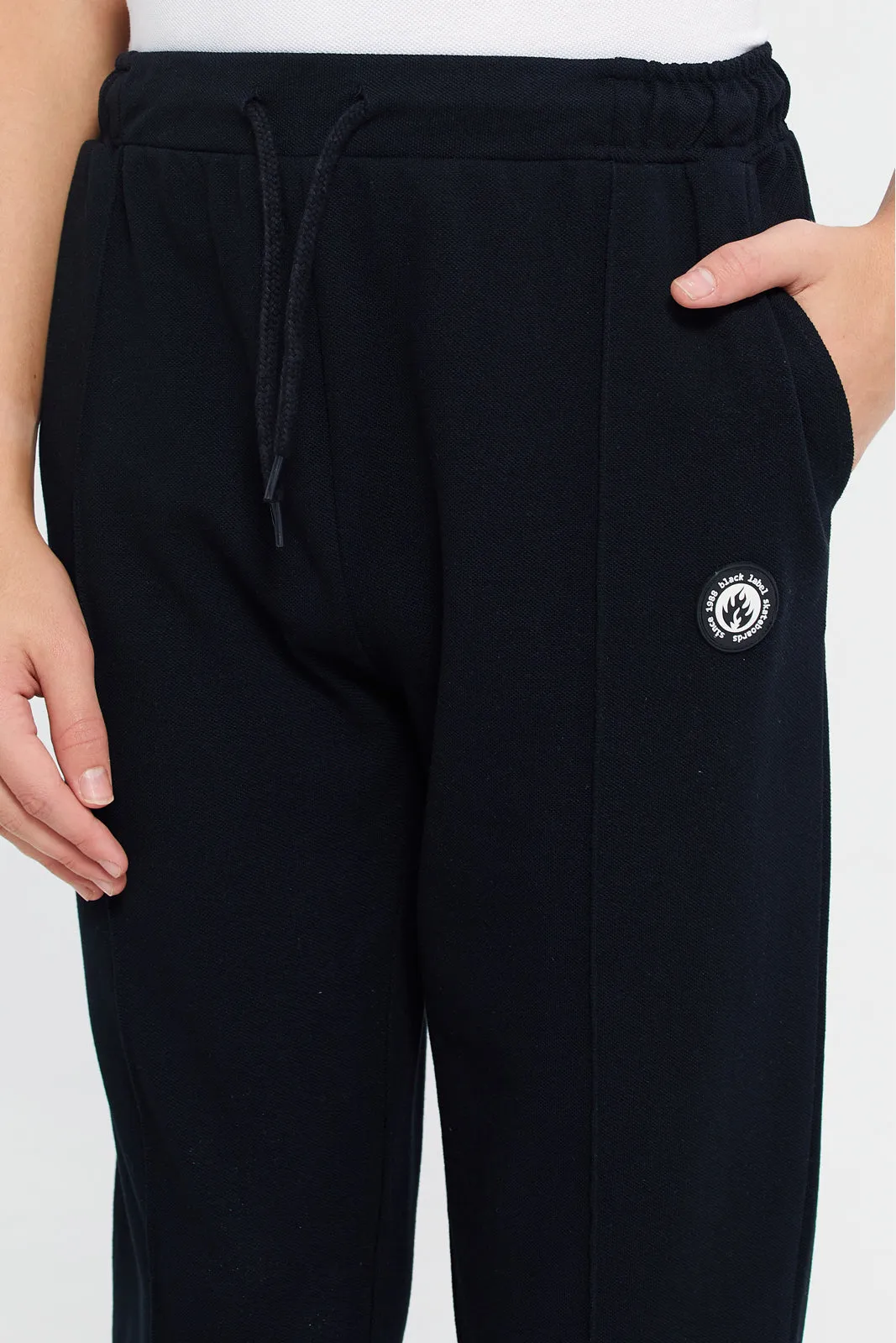 Black Pique Table Active Pants