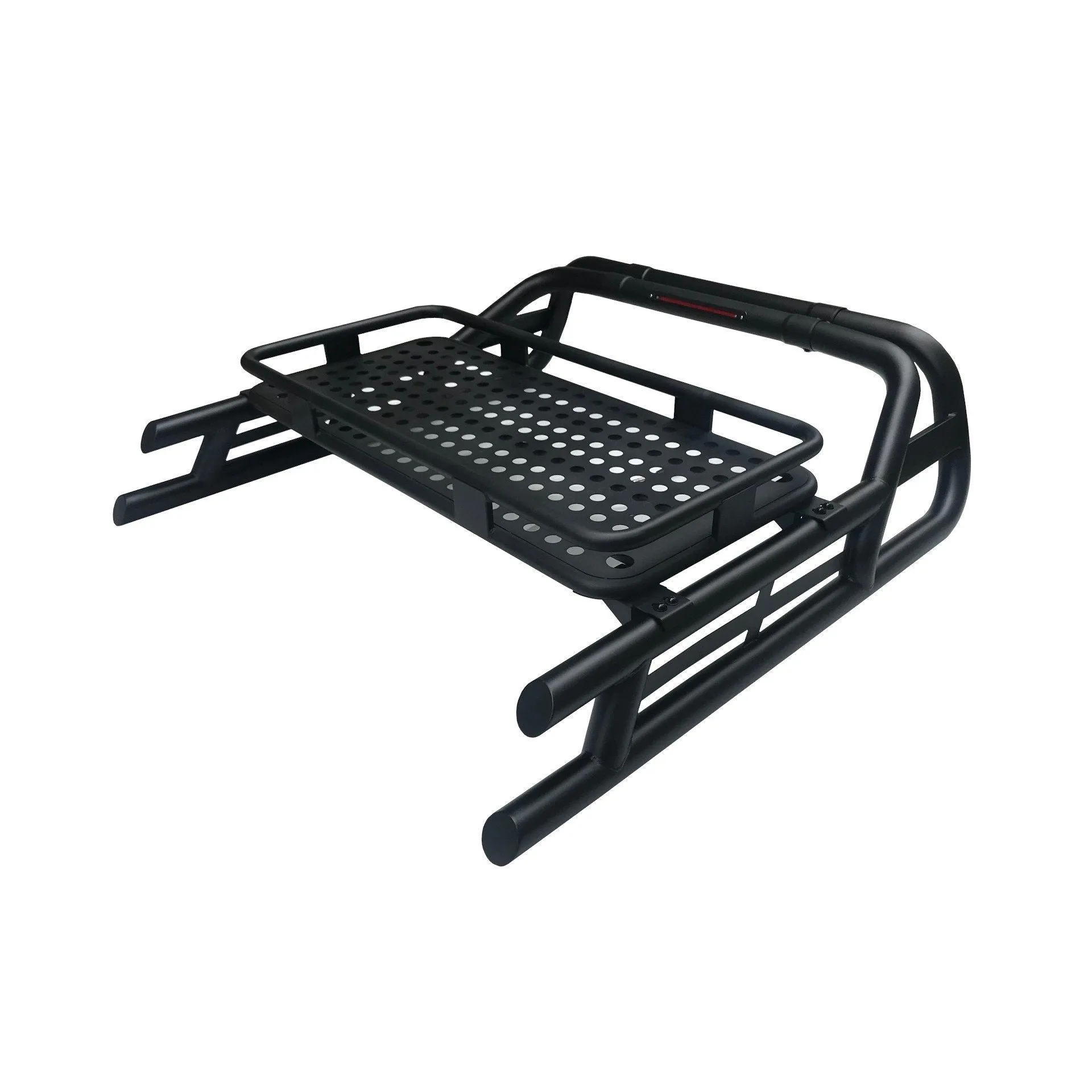 Black SUS201 Long Arm Roll Bar with Cargo Basket Rack for Ford Ranger 2012-2022