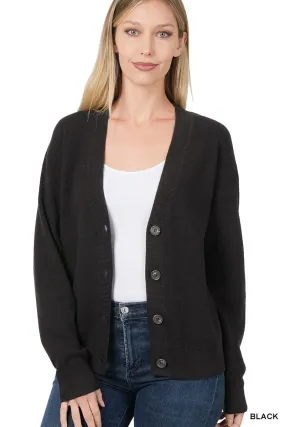 Black Viscose Sweater Cardigan