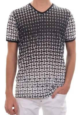 Black White Geometric Linen Tee