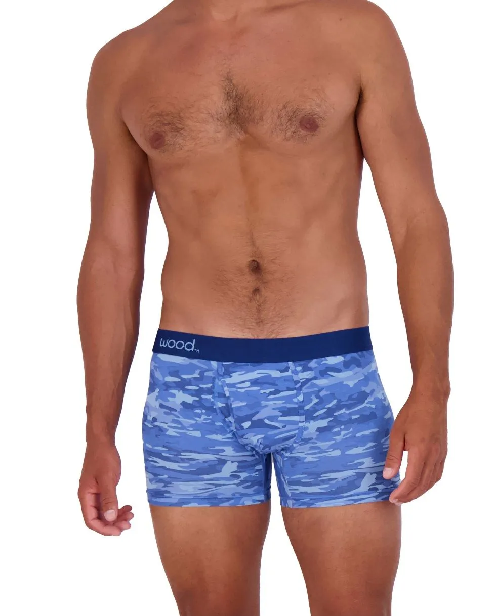 Boxer Brief w/ Fly in Blue Camo by Wood Underwear