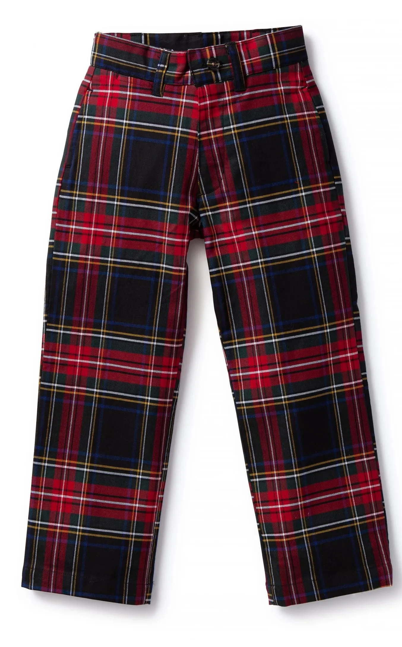 Boys Stretch Twill Port Pant Black Stewart Plaid