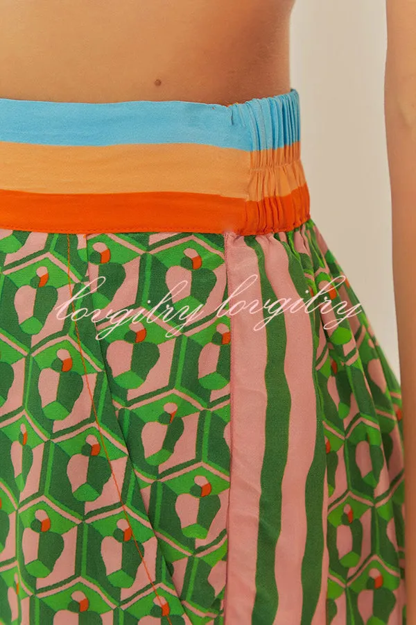 Brazil's Joyful Spirit Colorful Unique Print Elastic Waist Pocket Bloomer Pants