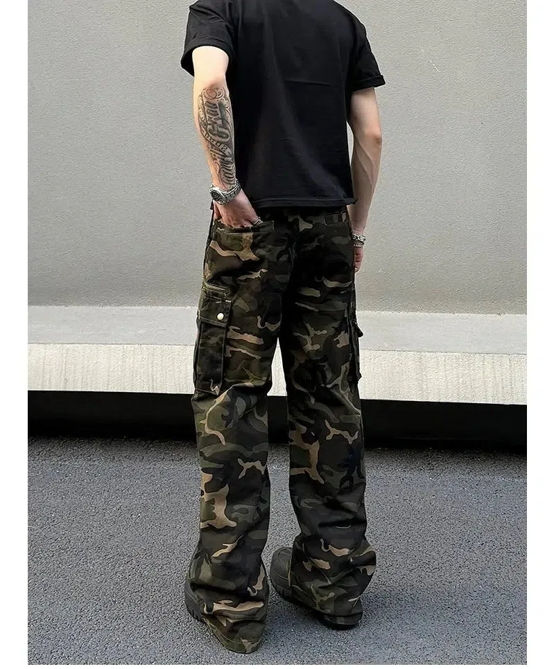 Camouflage Straight-leg Cargo Pants