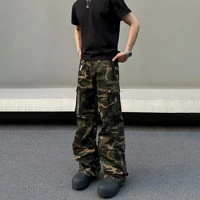 Camouflage Straight-leg Cargo Pants