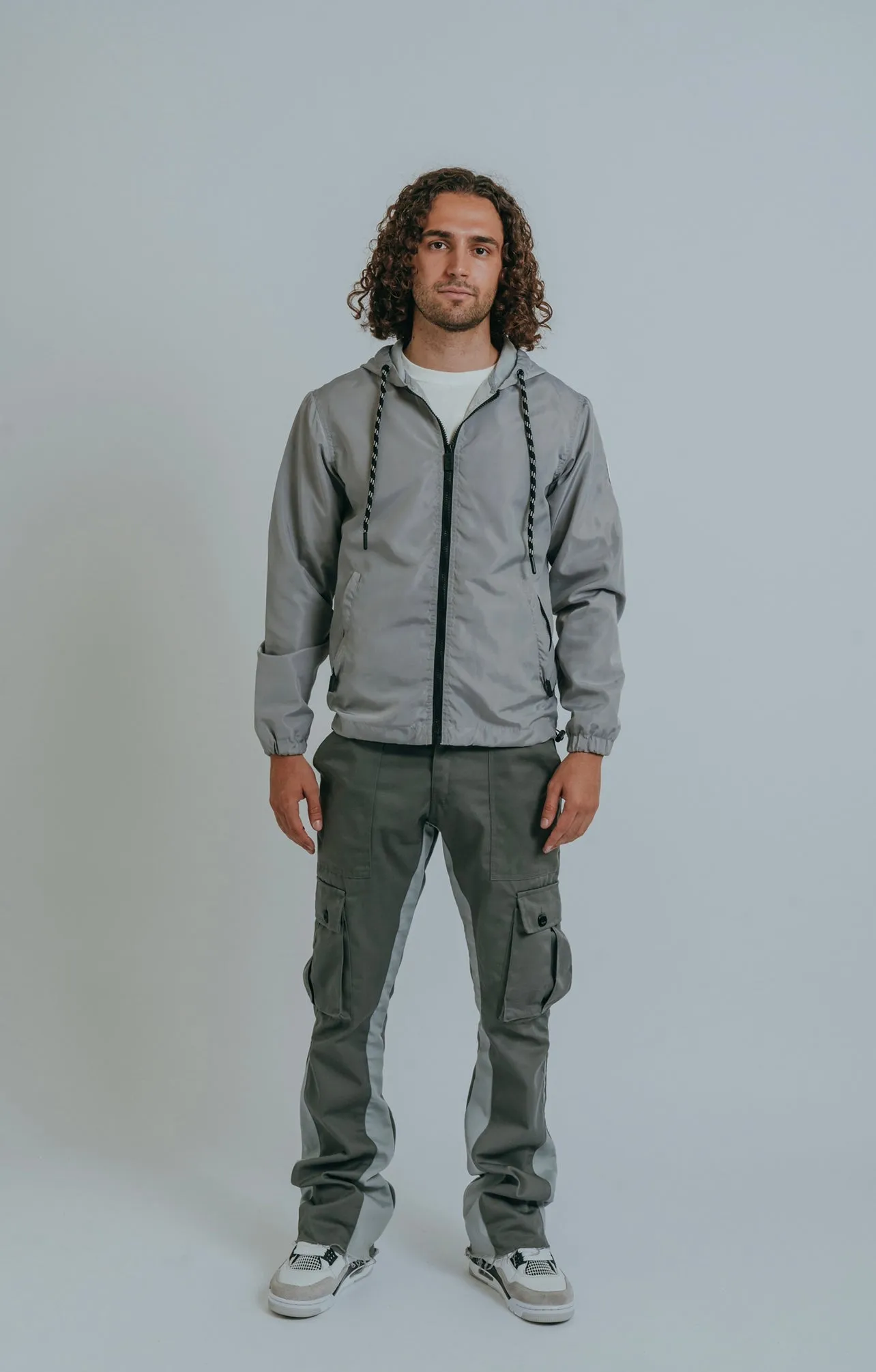 CARGO FLARE TROUSERS - GREY