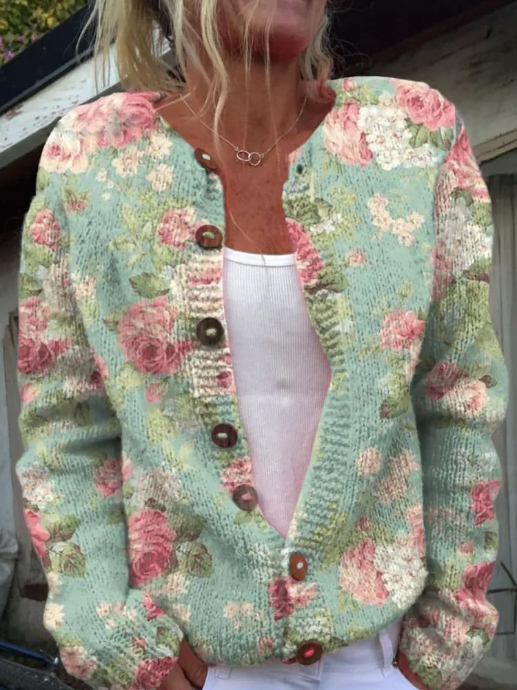 Cassidy™ | Classic Floral Knit Cardigan