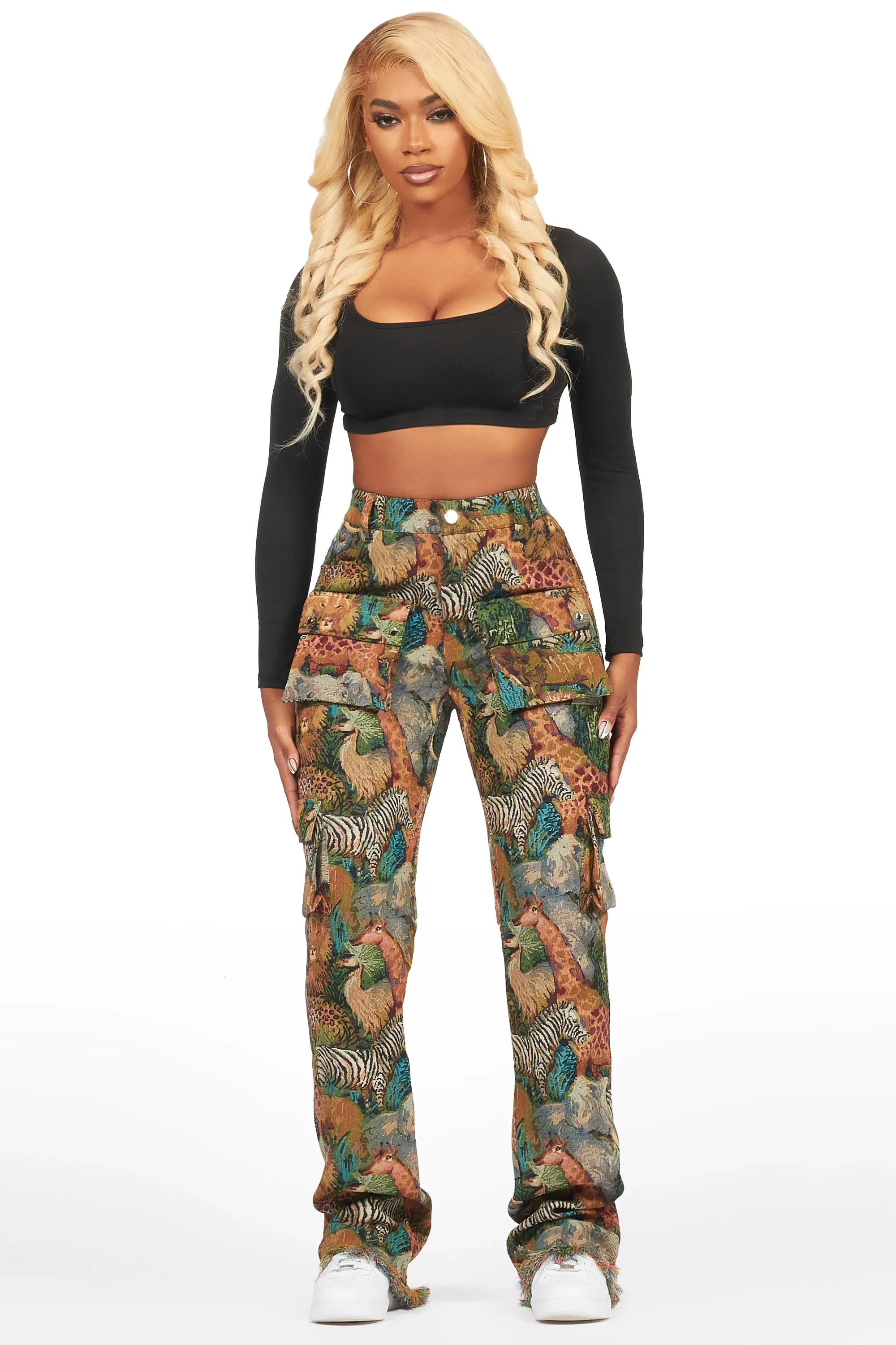 Channa Multi Animal Print Cargo Tapestry Pant