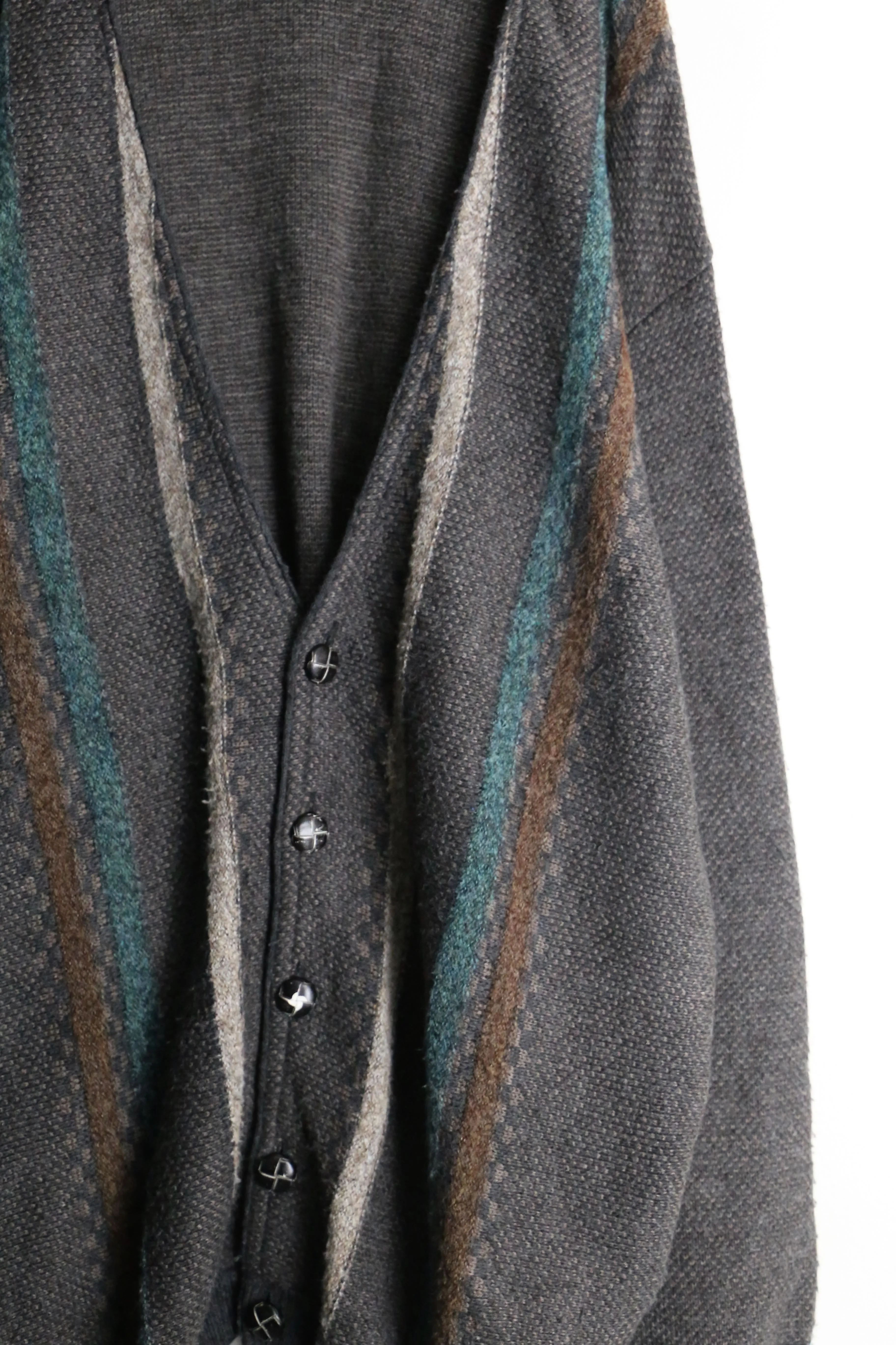 charcoal gray stripe design knit cardigan