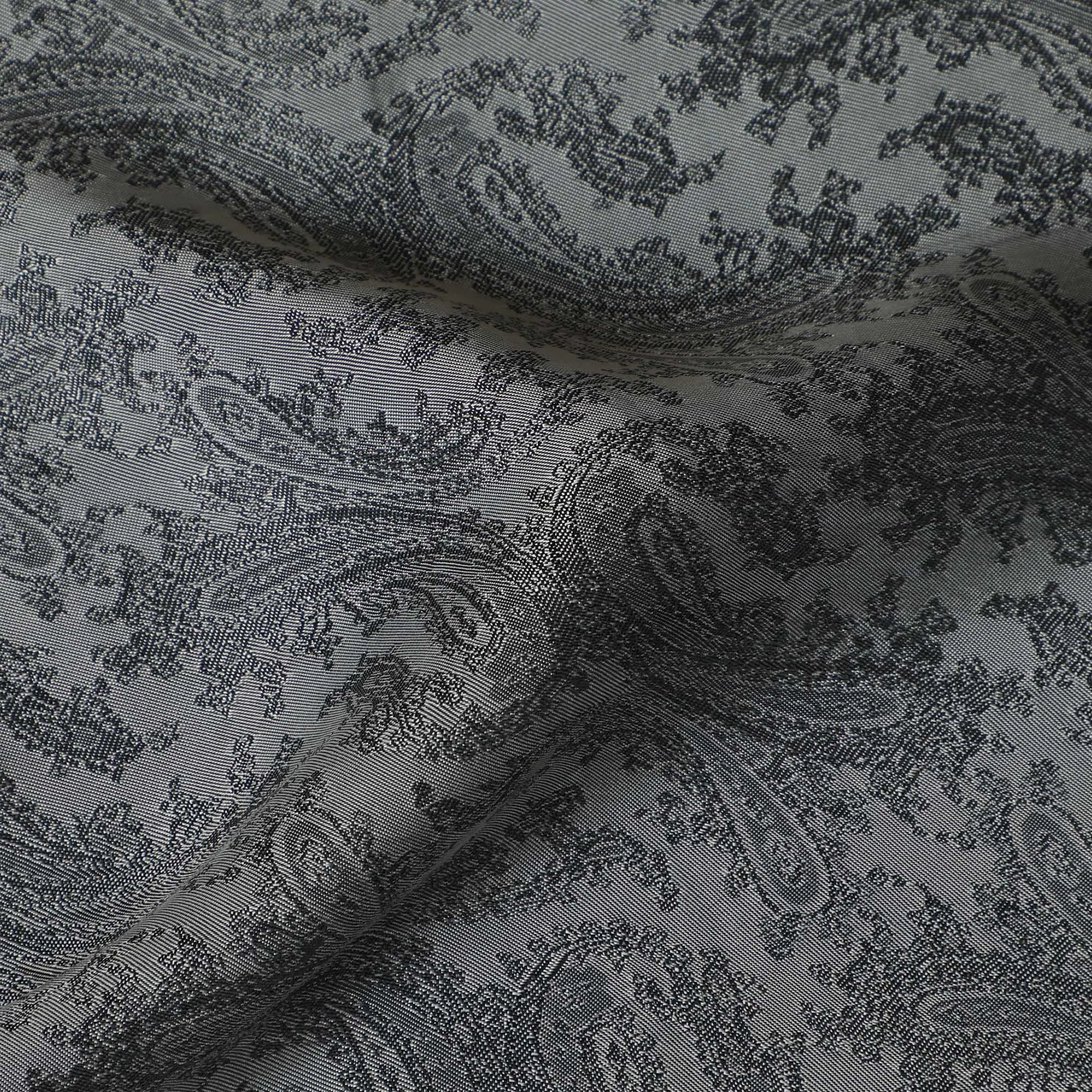 Charcoal Grey Paisley Cupro Bemberg Fabric, 140 cm Wide, Made in Japan-D21003