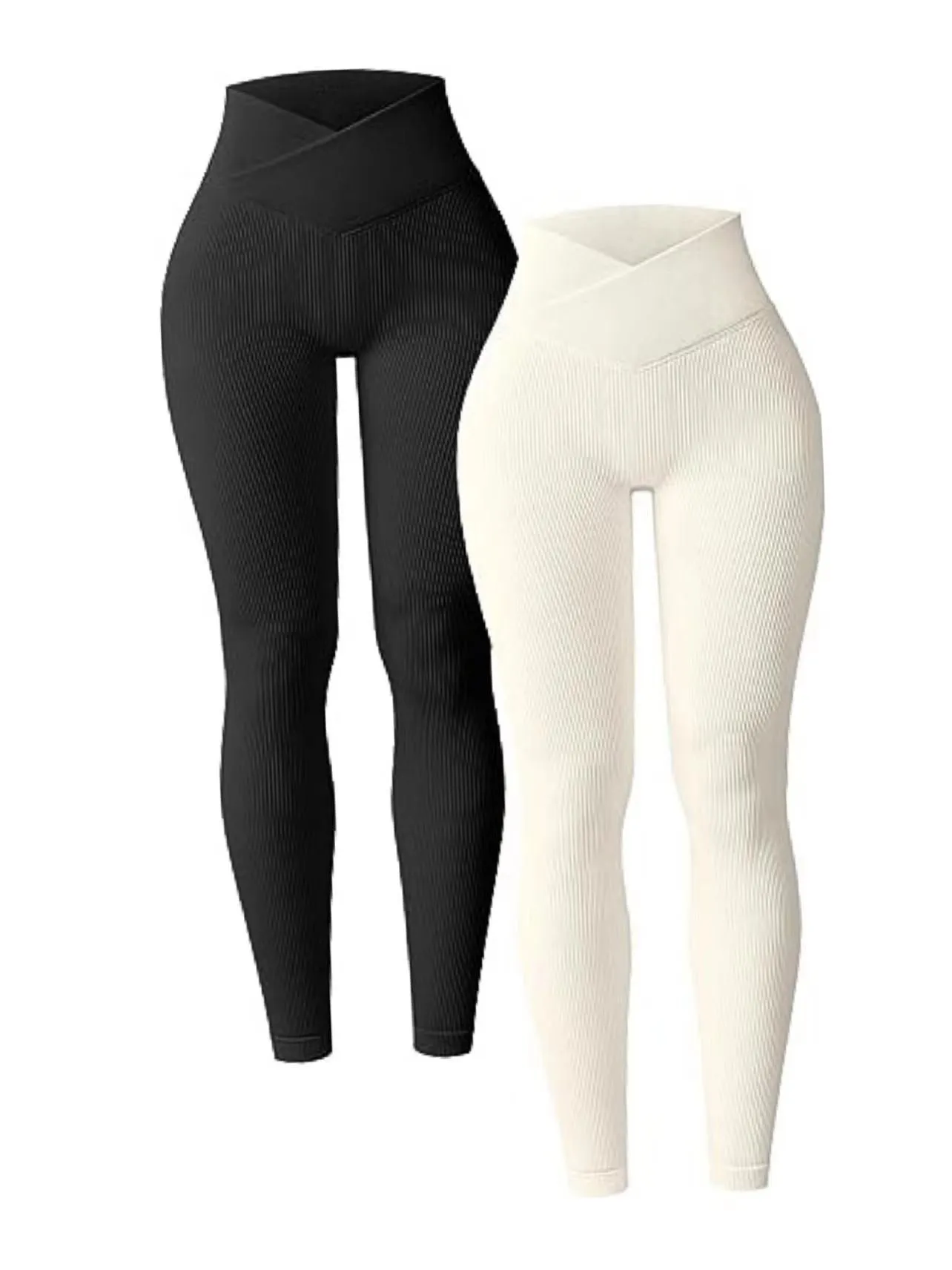 Charcoal Rib High Waist Cross Sports Bottoming Casual Leggings