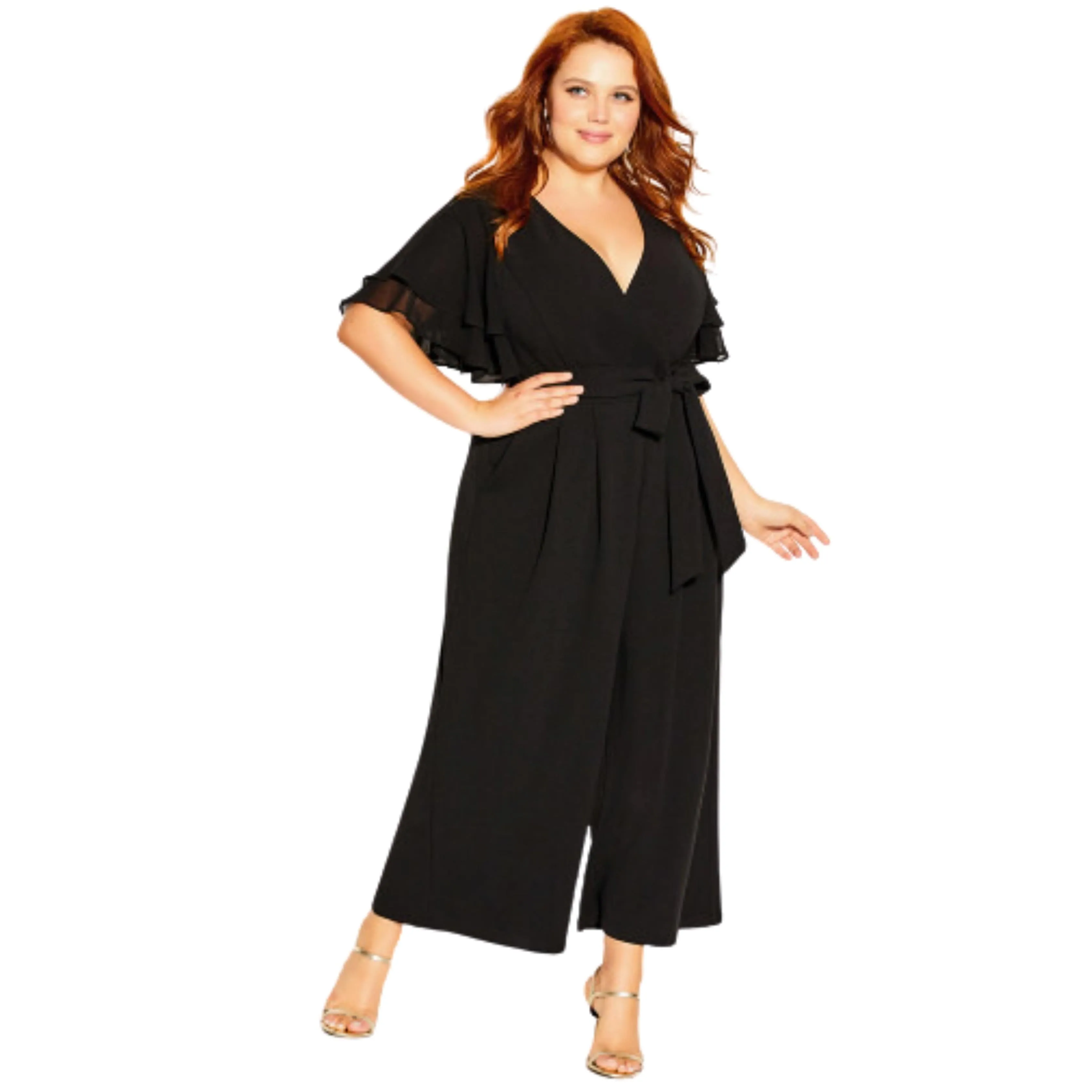 CITY CHIC - Plus Size Flutter Sleeve Jumpsuit