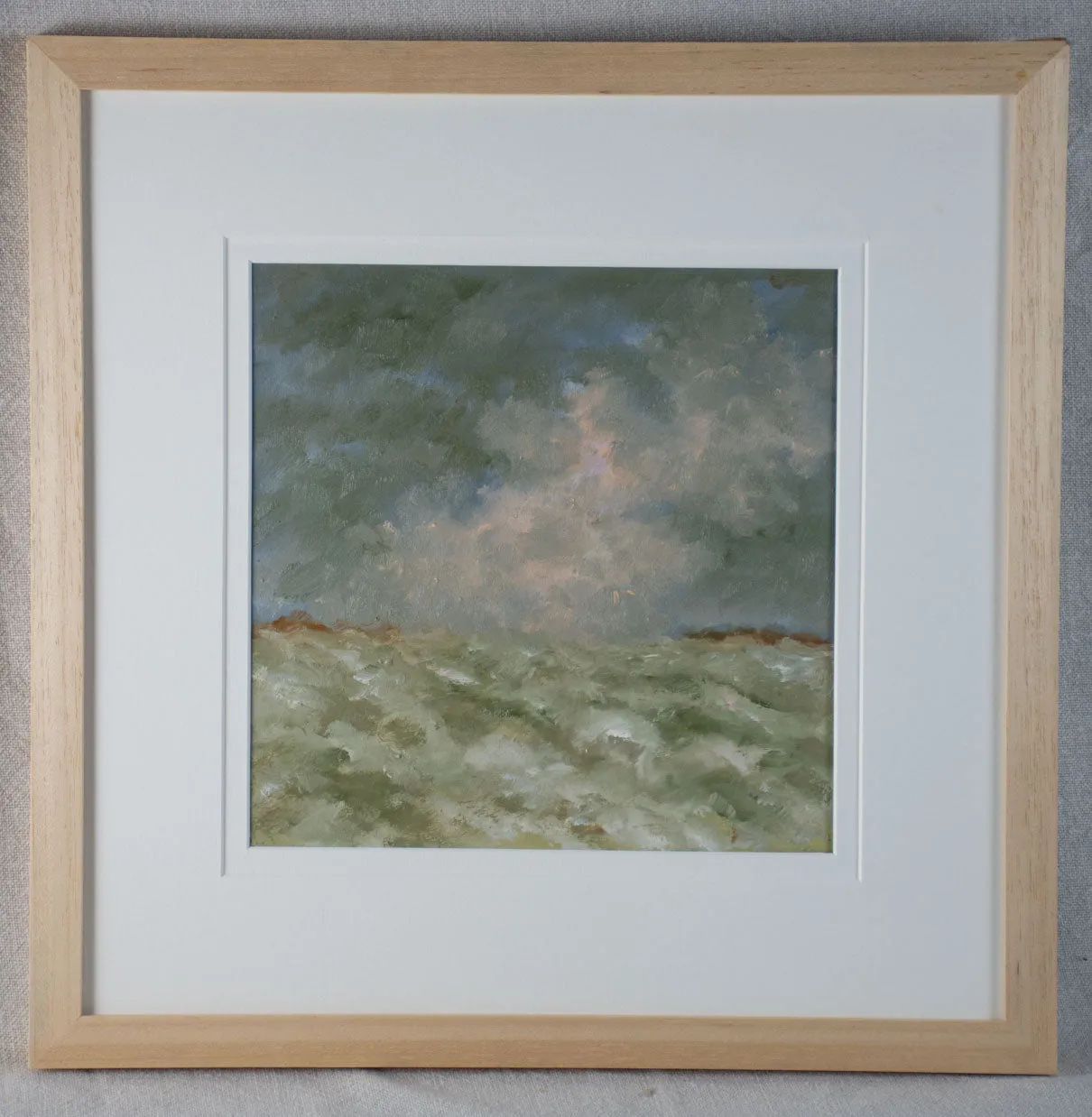 Contemporary landscape painting by Karibou - “Après la tempête” 15¾" x 15¾"